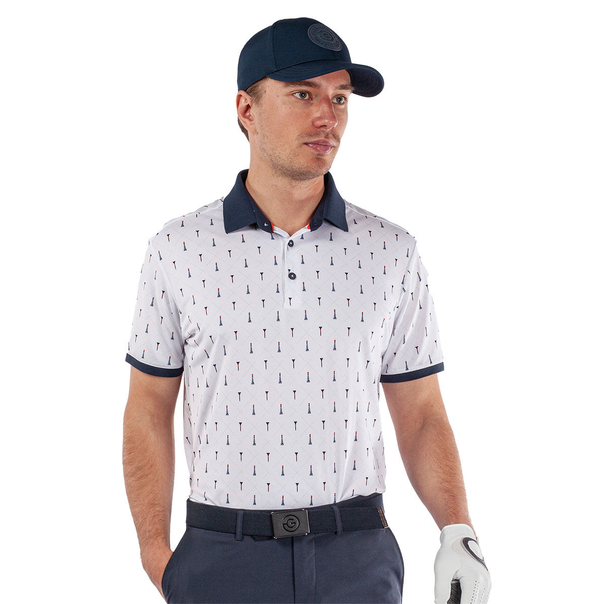 Galvin Green Men's Manolo Golf Polo Shirt, Mens, White/navy/orange, Small | American Golf von Galvin Green