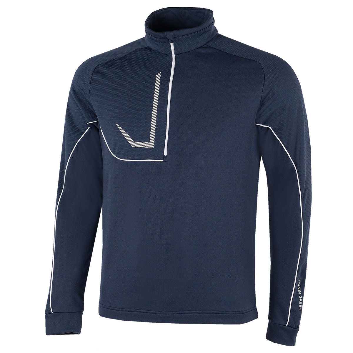 Galvin Green Mens Navy Blue and White Daxton Golf Midlayer, Size: Small| American Golf von Galvin Green