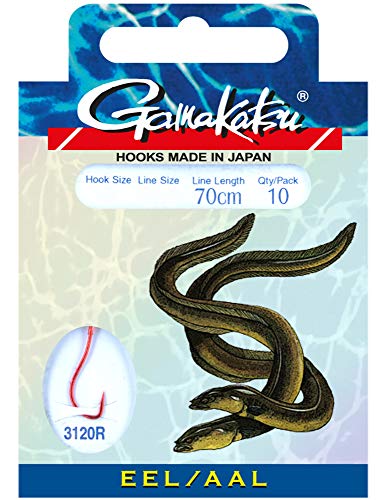 Gamakatsu Hook 3120R EEL 70cm rot - 10 gebundene Aalhaken, Hakengröße/Schnurdurchmesser:Gr. 2/0.35mm von Gamakatsu
