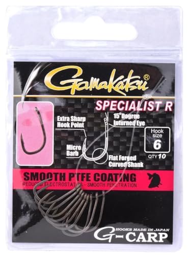 Gamakatsu Specialist R Hook - 10 Karpfenhaken für Pop Up Montage & D-Rig, Angelhaken zum Karpfenangeln, Haken für Karpfen, Größe:2 von Gamakatsu
