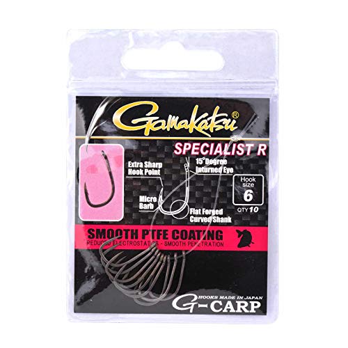 Gamakatsu Specialist R Hook - 10 Karpfenhaken für Pop Up Montage & D-Rig, Angelhaken zum Karpfenangeln, Haken für Karpfen, Größe:4 von Gamakatsu