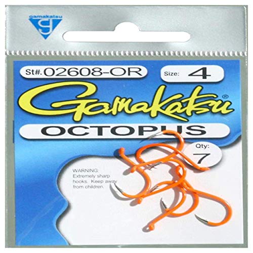 Gamakatsu Unisex-Erwachsene Köder 02608-OR Octopus Haken aus Hartstahl, Orange Finish, Size 4 von Gamakatsu