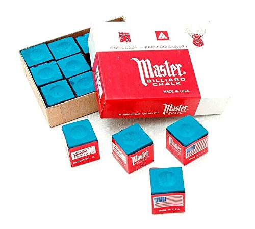 Master Billardkreide, Original, USA, 12 Stück in einem Karton (blau/grün/rot/grau) – Grau von GamePoint