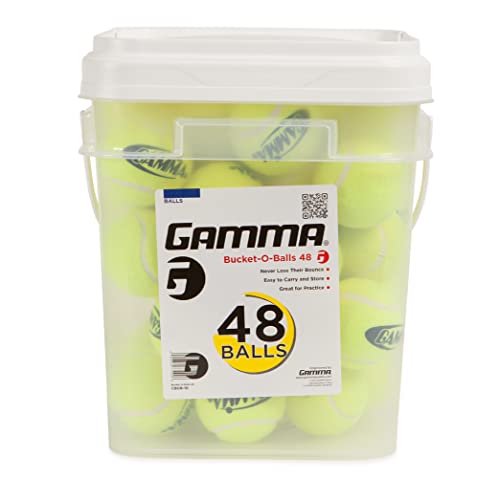 GAMMA-Sports Bucket oder Tasche von pressureless Tennis Bälle – Robuste & verwendbar Poly oder Mesh Tasche für einfachen Transport – bucket-o-balls – bag-o-balls (18er oder 48-pack der Bälle), unisex, Bucket of Balls (48) von Gamma