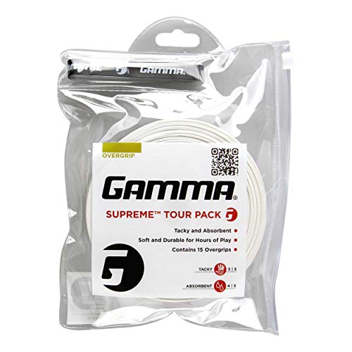 Gamma Griffband Supreme Overgrip 15 Tour Pack, weiß, One Size von Gamma