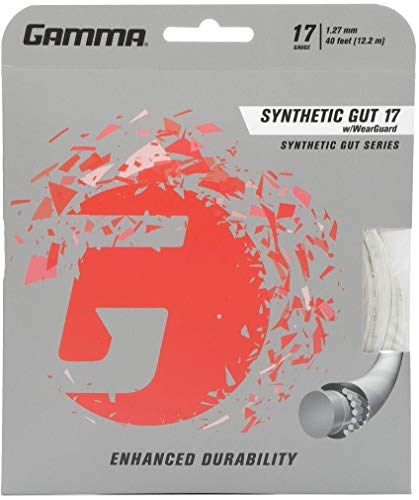 Gamma Synthetische Gut 17G Tennissaite mit Verschleißschutz, weiß von Gamma