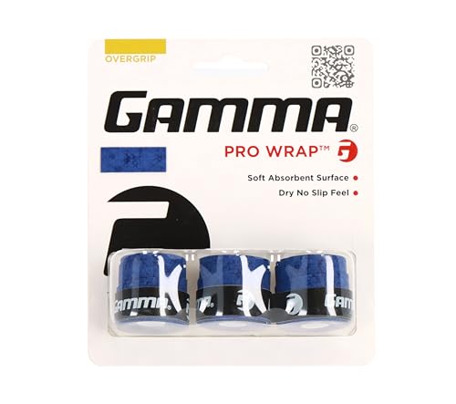 Gamma Tennis Pro Wrap Overgrip, blau, optimaler Komfort und Haltbarkeit, Feuchtigkeitsaufnahme, Tennis, Pickleball, Badminton, Schläger Sport Grip von Gamma