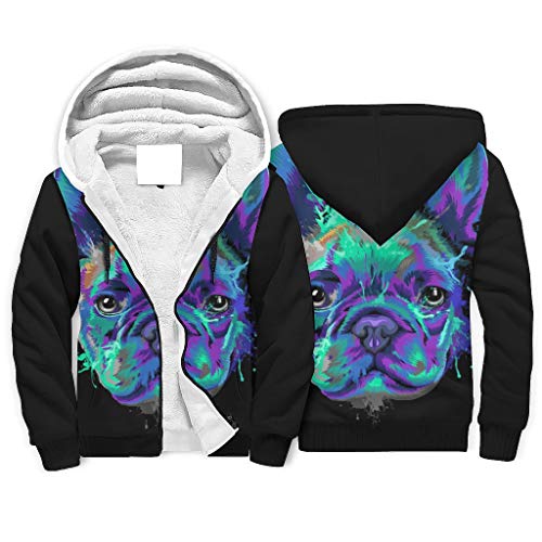 Gamoii Große Kinder Sherpa Innenfutter Kapuzenpullover Jacke Sweatshirts Französischer Bulldogge Hund Schwarz Lustig Hoodie Kapuzen Sweatshirt Kapuzenjacke mit Kapuze White S von Gamoii