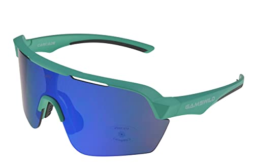 Gamswild WS7138 Sonnenbrille Einscheibenmodell Sportbrille Fahrradbrille Skibrille Damen Herren Unisex | weiß | pink |beere | blau | schwarz | mintgrün, Farbe: Grün von Gamswild
