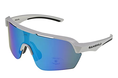 Gamswild WS7138 Sonnenbrille Einscheibenmodell Sportbrille Fahrradbrille Skibrille Damen Herren Unisex | weiß | pink | beere | blau | schwarz | mintgrün, Farbe: Weiß_cat3 von Gamswild