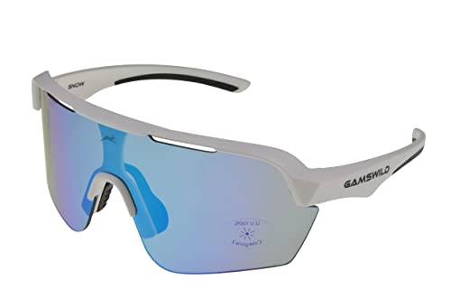 Gamswild WS7138 Sonnenbrille Einscheibenmodell Sportbrille Fahrradbrille Skibrille Damen Herren Unisex | weiß | pink | beere | blau | schwarz | mintgrün, Farbe: weiß_cat2 von Gamswild