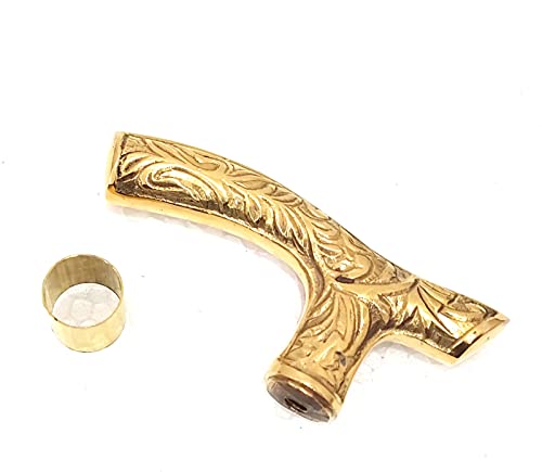 Ganga Nautical Beautiful Brass & Golden Only Handle Head Walking Stick Men and Women, Golden Polish, M von Ganga Nautical