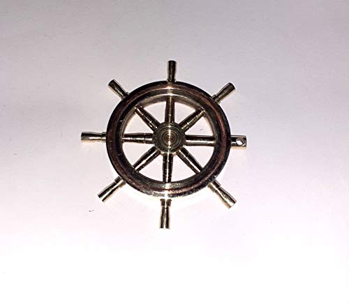 Goldener Schlüsselanhänger mit Schiffsrad, Kompass, nautische Dekoration, Goldfarben, 2.05 inch Approx. von Ganga Nautical
