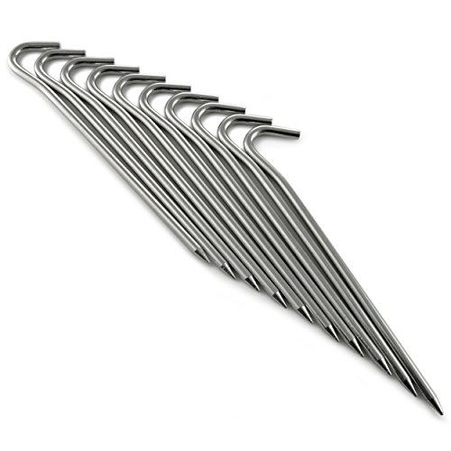 Ganzoo 10er Set Aluminium Heringe mit Spitze, Zeltheringe (Bodennägel/Bodenanker), Länge 185mm, Farbe: Silber, Marke von Ganzoo