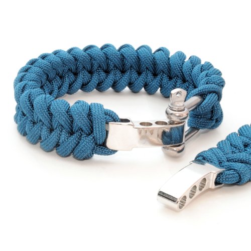 2er SET Universell einsetzbares Survival-Seil (kompakt zum Armband geflochten) aus reißfestem "Parachute Cord" / "Paracord" / "550 cord" (Kernmantel-Seil aus Nylon) und rostfreiem, größenverstellbarem Metall-Schraubverschluss, Gesamtlänge 23 cm, Farbe: blau WICHTIG: DIESES PARACORD SEIL IST NICHT ZUM KLETTERN GEEIGNET! - Marke Ganzoo von Ganzoo