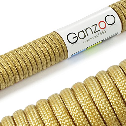 Ganzoo © Paracord 550 Seil Khaki 4mm Schnur Typ 3, Nylon & Polyester, ideal für Basteln von Hundeleine Halsband Armband/Camping Survival und Outdoor 3 Meter Allzweckseil 7 Innenstränge von Ganzoo