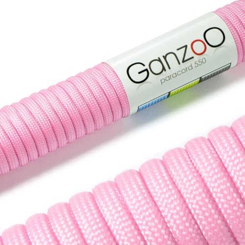 Ganzoo © Paracord 550 Seil Pink-Rosa 4mm Schnur Typ 3, Nylon & Polyester, ideal für Basteln von Hundeleine Halsband Armband/Camping Survival und Outdoor 3 Meter Allzweckseil 7 Innenstränge von Ganzoo