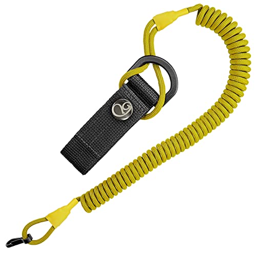 Ganzoo © Spiral-Kabel, elastischer Schlüssel-Anhänger aus Paracord, Lanyard, Schlüssel-Band, Stretch Fang-Riemen, RSG-Halterung mit Karabiner (gelb) von Ganzoo