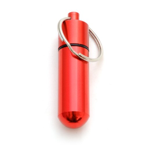 Ganzoo Mini-Kapsel/Pillen-Dose/Pillenbox Schlüsselanhänger/Aluminium-Box rot von Ganzoo