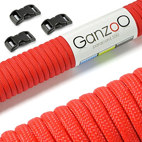 Ganzoo Paracord 550 Seil + 3X Klickverschluss für Armband, Leine, Halsband, Starter-Set von Ganzoo