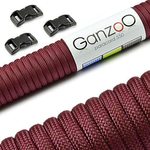 Ganzoo Paracord 550 Seil + 3X Klickverschluss für Armband, Leine, Halsband, Starter-Set von Ganzoo