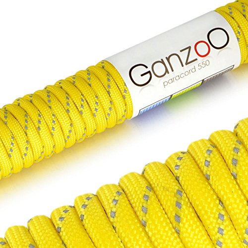 Ganzoo Paracord 550 Seil für Armband, Leine, Halsband, Nylon/Polyester-Seil 15 Meter, gelb von Ganzoo