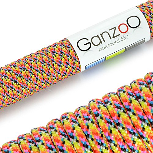Ganzoo Paracord 550 Seil für Armband, Leine, Halsband, Nylon/Polyester-Seil 15 Meter, bunt von Ganzoo