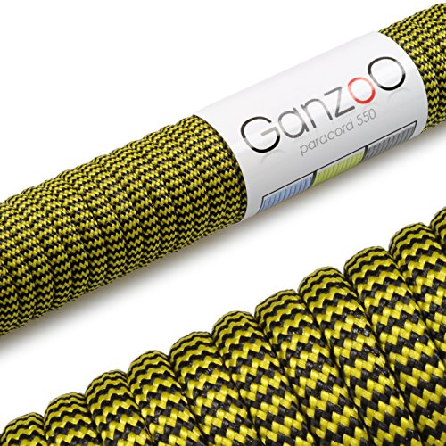Ganzoo Paracord 550 Seil für Armband, Leine, Halsband, Nylon/Polyester-Seil 30 Meter, schwarz gelb von Ganzoo