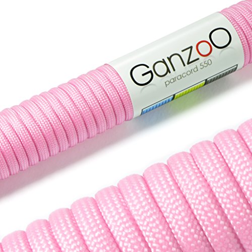 Ganzoo © Paracord 550 Seil Pink-Rosa 4mm Schnur Typ 3, Nylon & Polyester, ideal für Basteln von Hundeleine Halsband Armband/Camping Survival und Outdoor 30 Meter Allzweckseil 7 Innenstränge von Ganzoo
