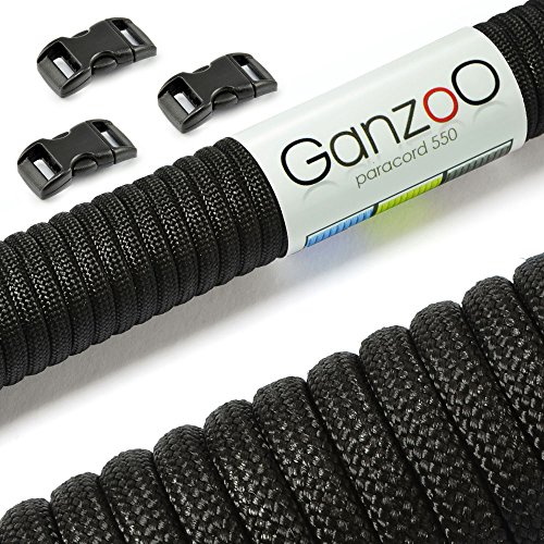 Ganzoo Paracord 550 Seil + 3X Klickverschluss für Armband, Leine, Halsband, Starter-Set von Ganzoo