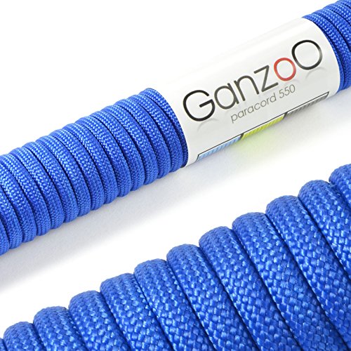 Ganzoo © Paracord 550 Seil Royal-Blau 4mm Schnur Typ 3, Nylon & Polyester, ideal für Basteln von Hundeleine Halsband Armband/Camping Survival und Outdoor 15 Meter Allzweckseil 7 Innenstränge von Ganzoo