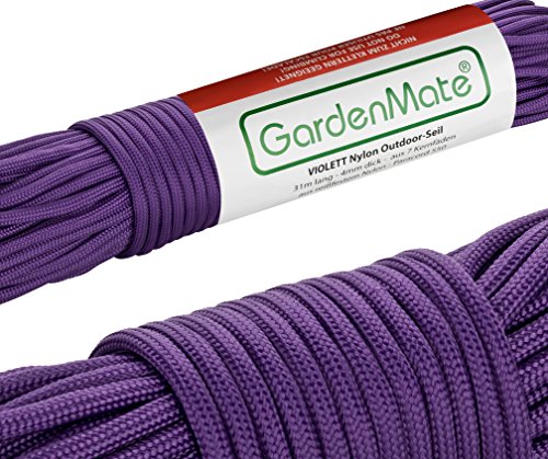 GardenMate Paracord 550 Professionelles Nylon Outdoor-Seil Violett 31m lang 4mm dick - Kernmantel-Seil aus 7 Kernfäden aus reißfestem Nylon von GardenMate