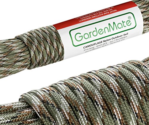 GardenMate Paracord 550 Professionelles Nylon Outdoor-Seil Camouflage 31m lang 4mm dick - Kernmantel-Seil aus 7 Kernfäden aus reißfestem Nylon von GardenMate