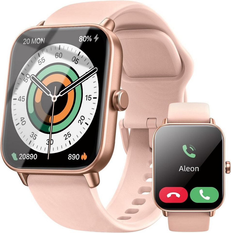 Gardien Smartwatch (1,8 Zoll, Android iOS), mit Telefonfunktion Fitnessuhr mit Alexa Pulsuhr SpO2 Schlafmonitor von Gardien