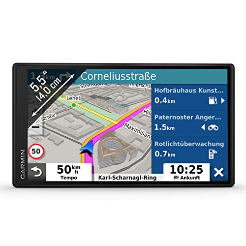 Garmin DriveSmart 55 MT-D EU – Navigationsgerät mit 5,5“ (14 cm) Farbdisplay, vorinstallierten 3D-Karten für Europa (46 Länder), Live Traffic via DAB+ oder Drive App, Sprachsteuerung & Fahrerassistenz von Garmin