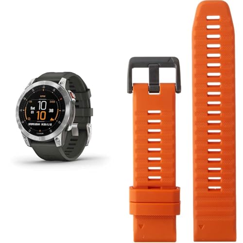 Garmin EPIX – GPS-Multisport-Smartwatch mit brillantem 1,3“ AMOLED-Display und Touch-/Tastenbedienung. TOPO-Karten, 60 Sport-Apps & Quickfit Schnellwechsel-Armband 22mm Orange von Garmin