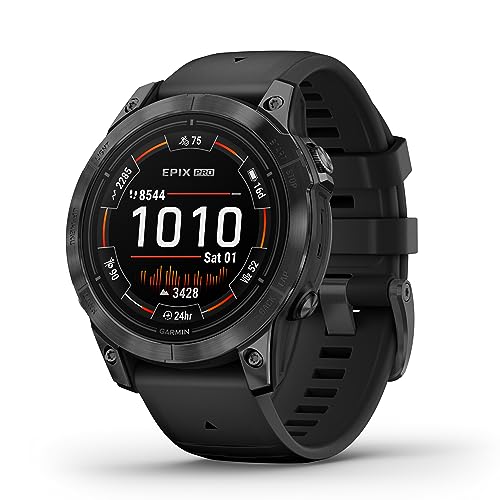 Garmin EPIX PRO 47mm – GPS-Multisport-Smartwatch mit brillantem 1, 3'' AMOLED-Display&Touch-/Tastenbedienung. TOPO-Karten, 60 Sport-Apps, Music, Pay, bis zu 16 Tage Akkulaufzeit, Schwarz/Schiefergrau von Garmin