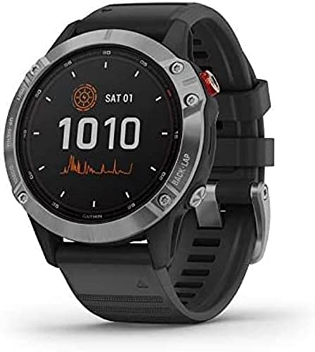 Garmin Fenix 6 Solar – GPS-Multisport-Smartwatch mit Solar-Ladefunktion für bis zu 16 Tage Akku. 1,3“ Display und viele vorinstallierte Sport-Apps. (Generalüberholt), 010-N2410-00, Schwarz/Silber, M von Garmin