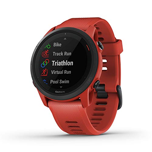 Garmin Forerunner 745, GPS-Laufuhr, detaillierte Trainingsstatistiken und On-Device-Workouts, essentielle Smartwatch-Funktionen, rot von Garmin