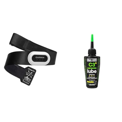 Garmin HRM- Brustgurt, Aufzeichnung von Herzfrequenzwerten, ANT+ und BLE & Muc-Off Schmiermittel Kettenschmiermittel C3 Dry Lube, Mehrfarbig, 50 ml, 871 von Garmin