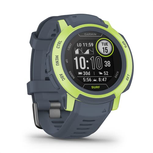 Garmin Instinct 2 Surf – wasserdichte GPS-Smartwatch mit Wind- oder Kitesurf App, Gezeiteninfos, Surfline Anbindung, bis zu 28 Tage Akkulaufzeit, über 40 Sport-Apps, Smart Notifications von Garmin