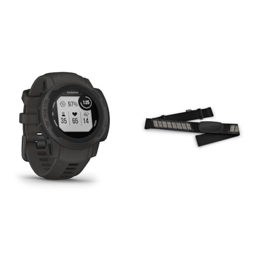 Garmin Instinct 2S –schlanke GPS-Smartwatch mit bis zu 21 Tagen Akkulaufzeit & HRM-DUAL – Brustgurt zur Aufzeichnung von Herzfrequenzwerten, ANT+ & Bluetooth Technologie von Garmin
