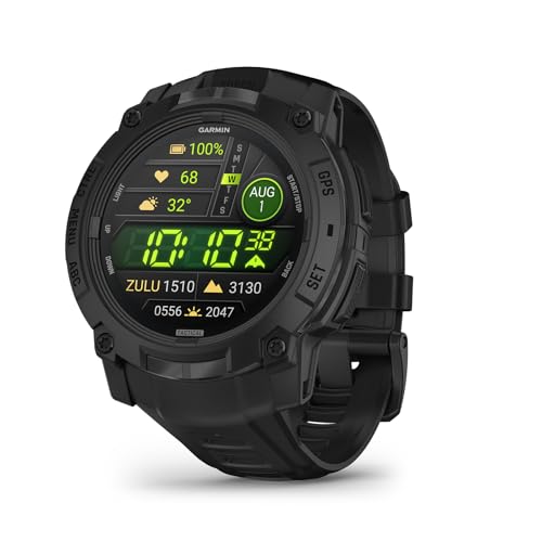 Garmin Instinct 3 Tactical 50mm AMOLED – GPS-Multisport-Smartwatch, 1,3" AMOLED-Display, bis zu 24 Tage Akkulaufzeit, 80+ Sport-Apps, Taktische Funktionen, Multi-Satellitenempfang, LED-Taschenlampe von Garmin