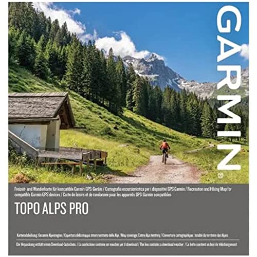 Garmin Unisex – Erwachsene TOPO Alps PRO,Download Voucher Topografische Karte, Schwarz, Einheitsgröße von Garmin