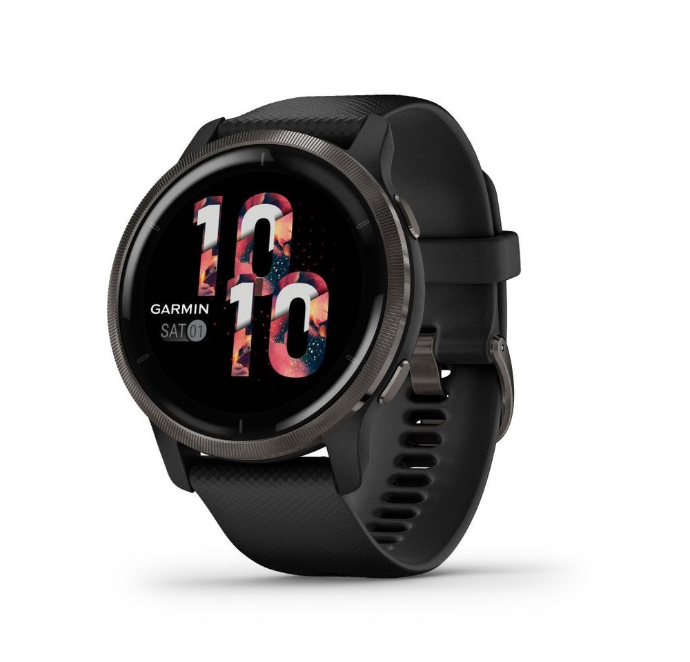 Garmin Venu 2 Schwarz/Schiefergrau mit Schnellwechsel-Silikon-Armband 22mm Smartwatch von Garmin