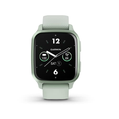 Garmin Venu Sq 2 - GPS-Fitness-Smartwatch mit 1, 4" AMOLED Display, Schlafanalyse Sleep Score und über 25 Sport-Apps. 24/7 Gesundheitsdaten, Pay, bis zu 11 Tage Akkulaufzeit, 010-02701-12, Mint von Garmin