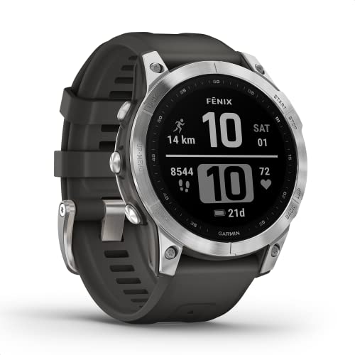 Garmin fenix 7 – robuste GPS-Multisport-Smartwatch mit 1,3“ Display und Touch-/Tastenbedienung, TOPO-Karten, über 60 Sport-Apps, Garmin Music und Garmin Pay. Bis zu 18 Tage Akkulaufzeit, wasserdicht von Garmin