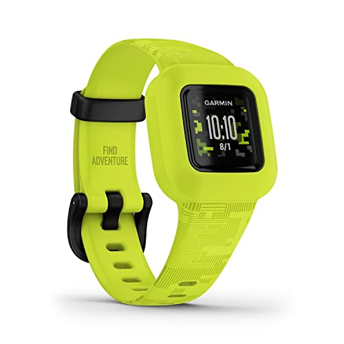 Garmin vívofit jr. 3 – wasserdichter, digitaler Aktivitätstracker für Kinder ab 4 Jahren, Schrittzähler, großes 1,4 cm Display, Notfallkontakt, bis zu 1 Jahr Batterielaufzeit, Abenteuerwelt & Quiz von Garmin