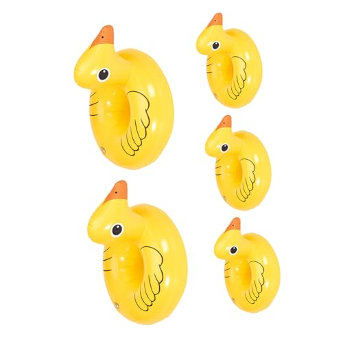 Gatuida 5 Stück Teiliges Aufblasbare PVC Becherhalter Entenform Schwimmendes Tablett Pool Getränkehalter Gelb Stabil und Langlebig für Party und Freizeit Wiederverwendbar von Gatuida