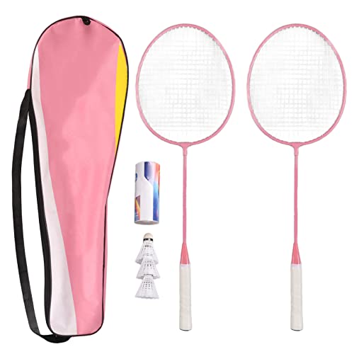 Rosa Badmintonschläger-Set, leichtes Badmintonschläger-Set mit Aufbewahrungseimer, Aufbewahrungstasche für Kinder, Profis, Anfänger, Spieler, Indoor-Outdoor-Sportspiel von Gavigain